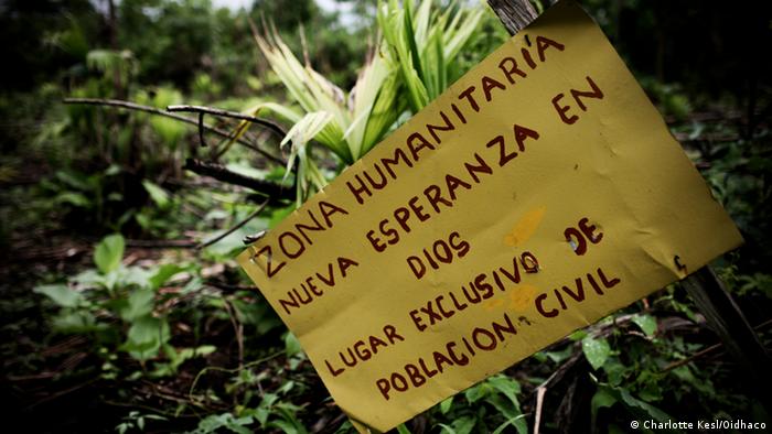 Zona humanitaria Nueva Esperanza en Dios, en el Chocó, Colombia.
