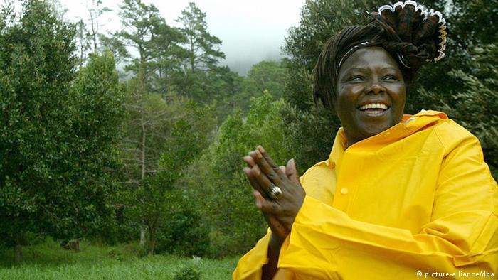 The late Professor Wangari Maathai against a background of trees (picture-alliance/dpa)