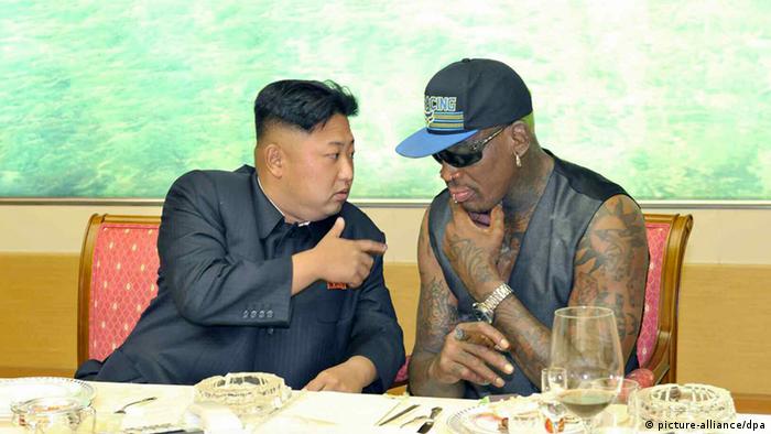 Kim Jong Un and Dennis Rodman in Pyongyang 07.09.2013 (picture-alliance/dpa)