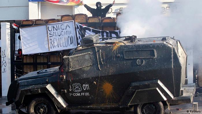 Manifestaciones en Chile durante el 30 aniversario del golpe militar.