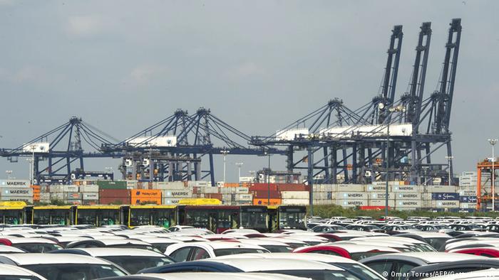 A large open area to store imported cars at the Lazaro Cardenas port, one of the biggest of Mexico, in Michoacan state