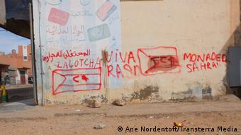 Graffitis en faveur de la République arabe sahraouie démocratique du Front Polisario, à Laâyoune