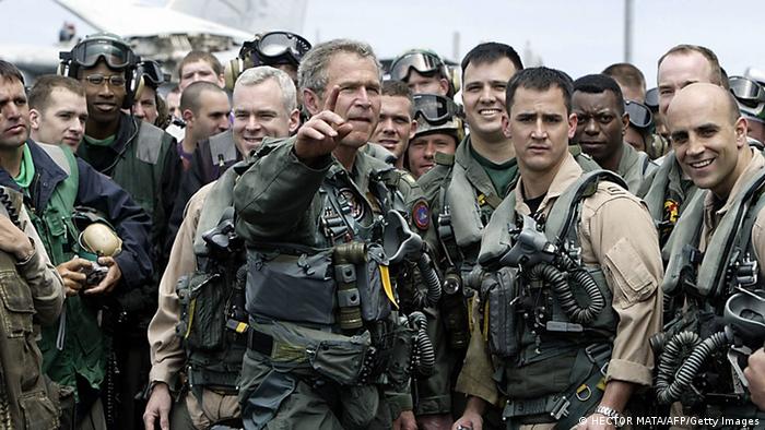 George W. Bush Mission Accomplished USS Lincoln (HECTOR MATA/AFP/Getty Images)