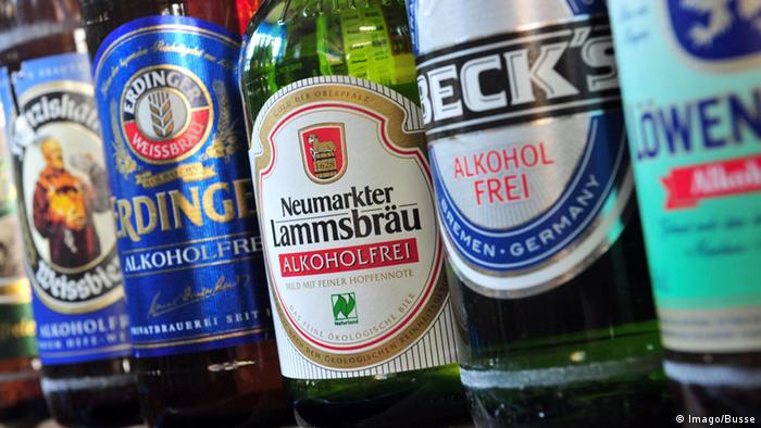 Garrafas de cervejas alemãs sem álcool