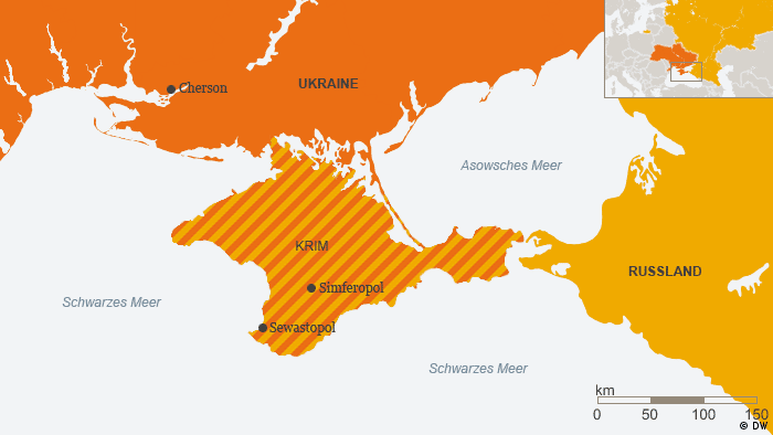 Karte der Krim Deutsch mit der Stadt Cherson