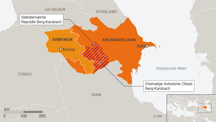 Karte Aserbaidschan Armenien Berg-Karabach Deutsch