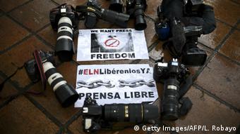 Kolumbien Protest für Pressefreiheit in Cali (Getty Images/AFP/L. Robayo)