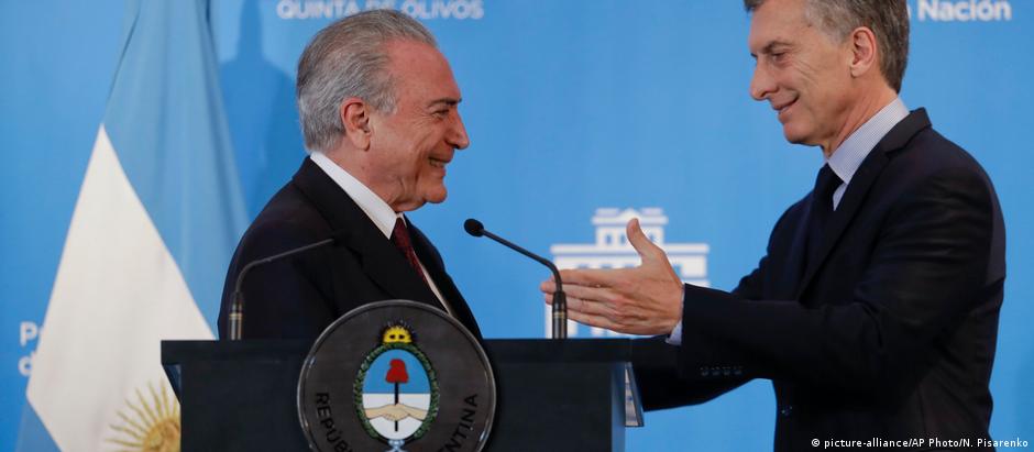 Temer e Macri em Buenos Aires em outubro: Brasil e Argentina têm líderes considerados liberais