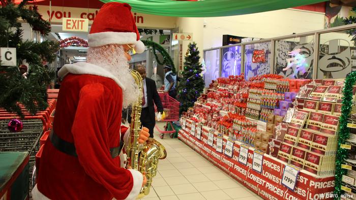 Red-colored Christmas sweets in Nigerian shop