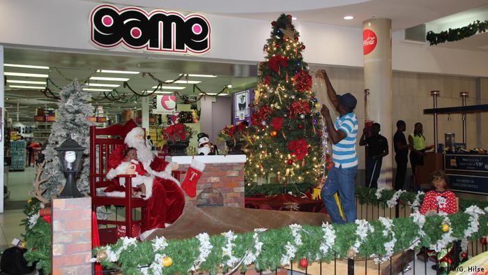 Nigerian department store decorated for Christmas