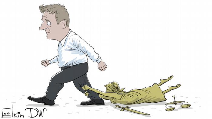 Karikatur Sergey Elkin Kremlkritiker Nawalny erneut zu Bewährungsstrafe verurteilt