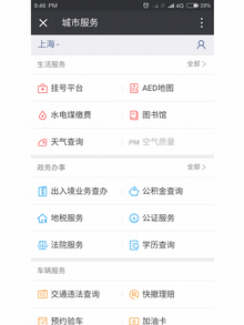 Screenshot App WeChat City Services
