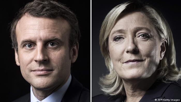 Frankreich Bildkombo Emmanuel Macron und Marine Le Pen (Getty Images/AFP/J. Saget/E. Feferberg)