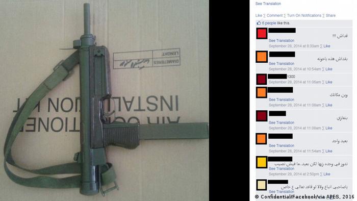 A picture of a weapon for sale in Libya through Facebook