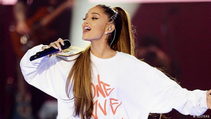 Ariana Grande performs during the One Love Manchester benefit concert for the victims of the Manchester Arena terror attack at Emirates Old Trafford (REUTERS)