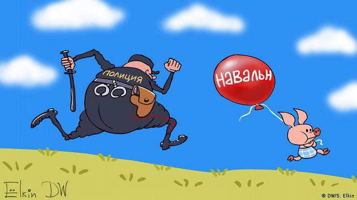 Karikatur Sergey Elkin | Festnahmen von Navalny Anhängern (DW/S. Elkin)