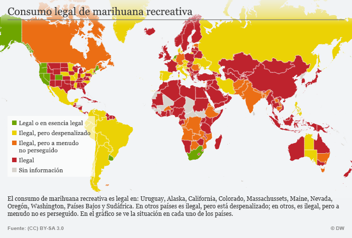 Infografik Karte gesetzliche Regelungen zum Kanabis Konsum