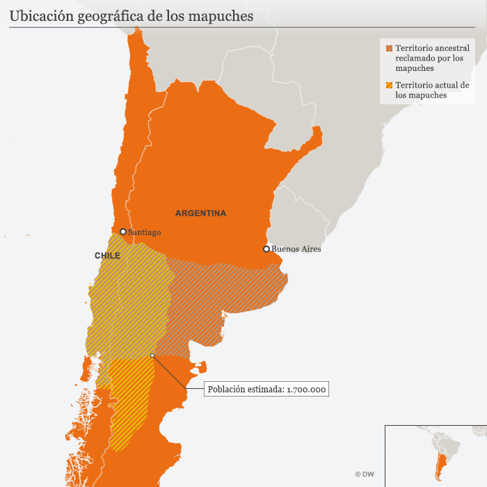 Infografik Karte Südamerika Mapuche SPA