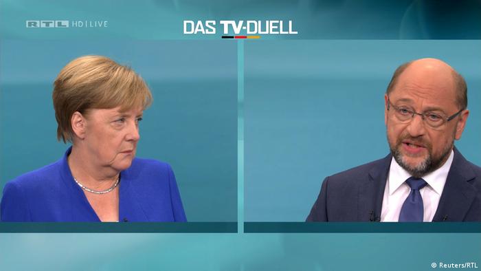 Bundestagswahl TV-Duell Merkel skeptisch Schulz ernst (Reuters/RTL)