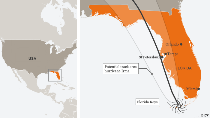 Infografik Karte Florida Hurricane Irma ENG (DW)