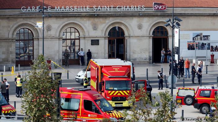 Emergency vehicle outside the Marseille train station (Reuters/J.P. Pelissier)