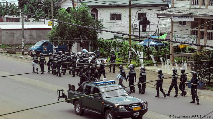 Security forces patrol along a street in Buea, Cameroon (Getty Images/AFP/Stringer)