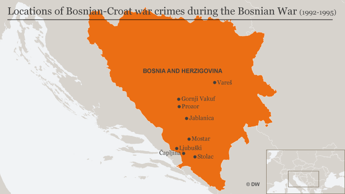 Locations of Bosnien-Croat war crimes during the Bosnian War (1992-1995)