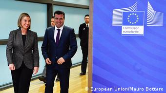Belgien mazedonischer Ministerpräsident Zoran Zaev und EU-Außenbeauftragte Federica Mogherini (European Union/Mauro Bottaro)