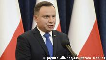 Polen Reaktion des Präsidenten Andrzej Duda auf die Verfahrensankündigung der Europäischen Kommision