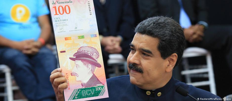 Presidente da Venezuela, Nicolás Maduro, anuncia a criação da nova moeda, o bolívar soberano
