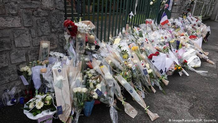 Flowers placed for policeman Arnaud Beltrame