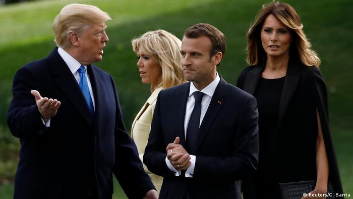 USA Donald Trump, Emmanuel Macron und die First Ladys im Weißen Haus in Washington (Reuters/C. Barria)