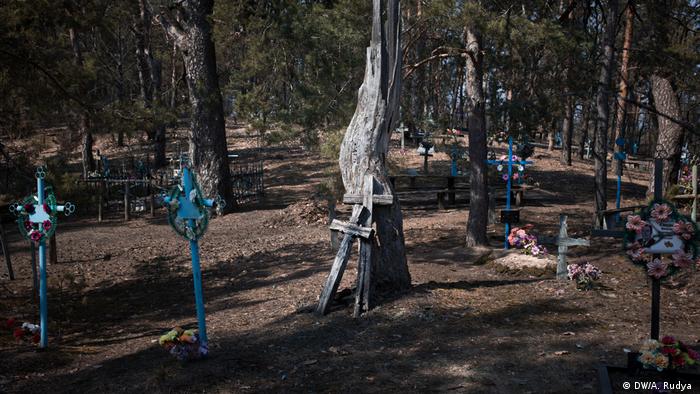 A cemetery in the village of Kupovate, a village in the exclusive zone of Chernobyl