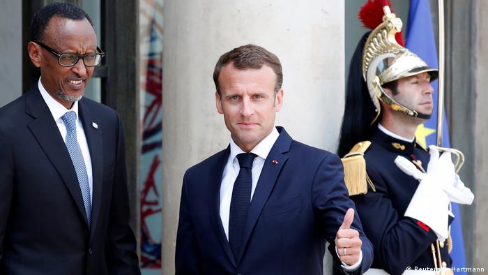 Frankreich Präsident Emmanuel Macron & Paul Kagame, Präsident Ruanda (Reuters/C. Hartmann)