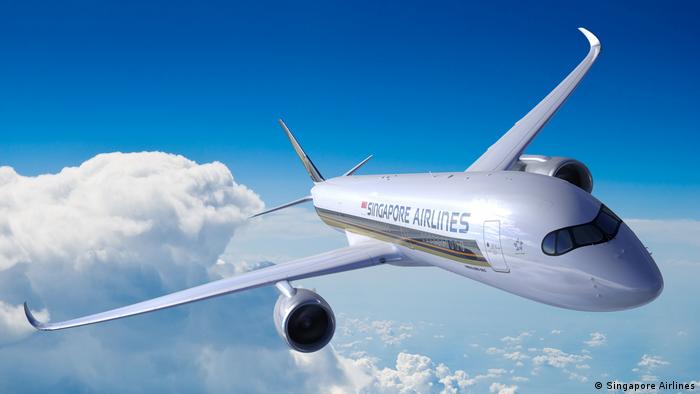 Singapore Airlines plane in mid-air
