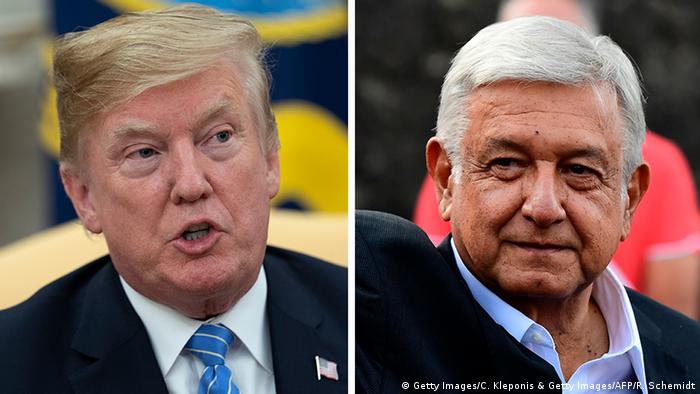 Kombo Donald Trump, Präsident USA & Andres Manuel Lopez Obrador, Präsident Mexiko (Getty Images/C. Kleponis & Getty Images/AFP/R. Schemidt)
