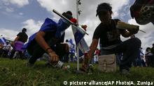 Nicaragua, Managua: Demonstranten pflanzen Blumen