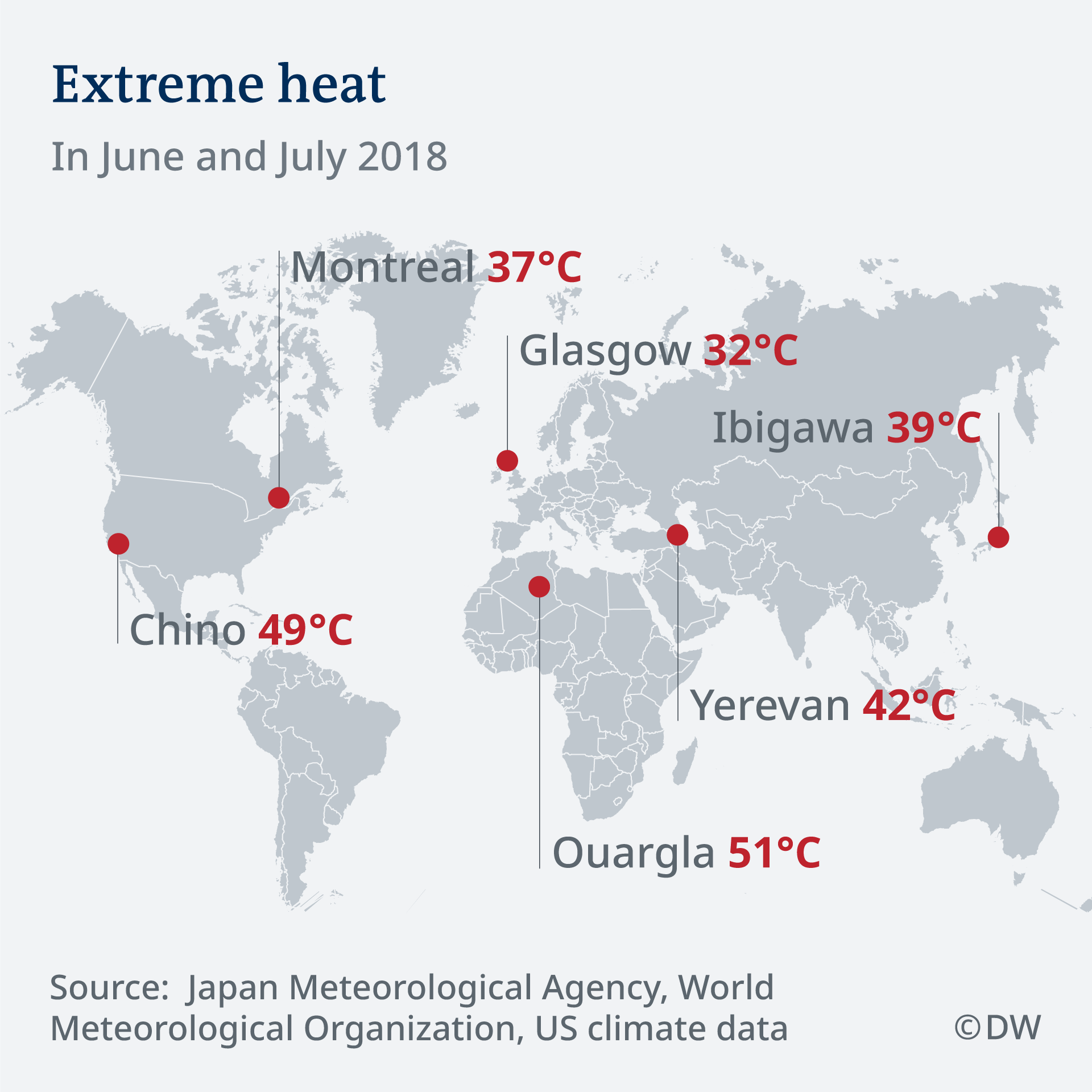 Infografik Karte Extreme Hitze EN
