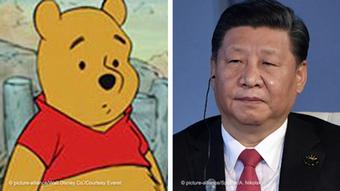 Bildkombo: Winnie Pooh und Xi Jinping