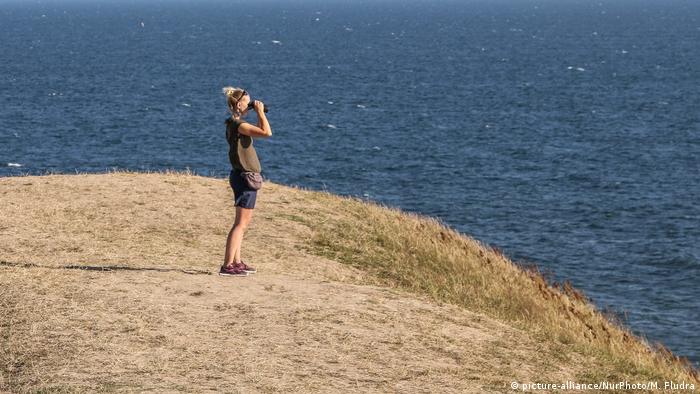Woman looking for wildfires in Sweden (picture-alliance/NurPhoto/M. Fludra)