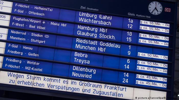 Deutsche Bahn trains were delayed around Frankfurt