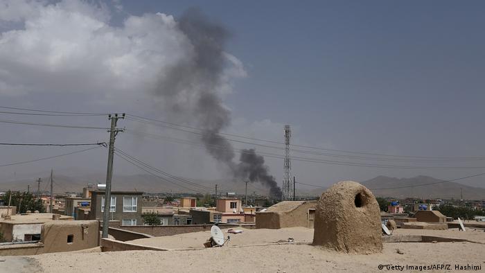Smoke rising over the city of Ghazni, Afghanistan during fighting between government forces and the Taliban (Getty Images/AFP/Z. Hashimi)