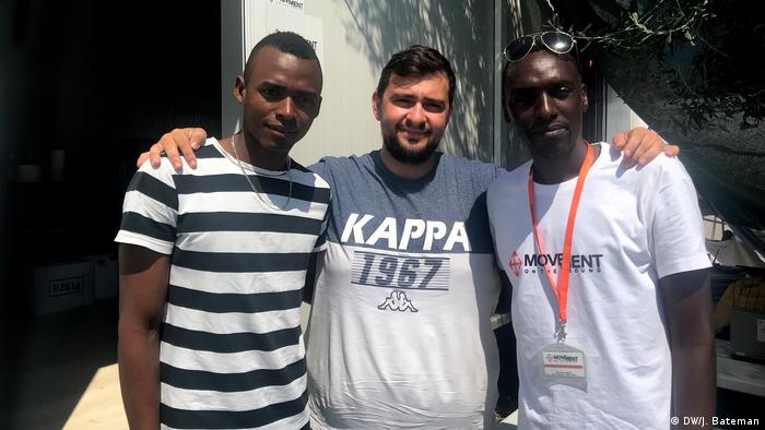 Kwizera Ahmed Aimable, Adonis Zeivekis and Thierry Harbonimana in Lesbos