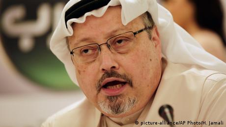 In this February 1, 2015, file photo, Saudi journalist Jamal Khashoggi speaks during a press conference in Manama, Bahrain.