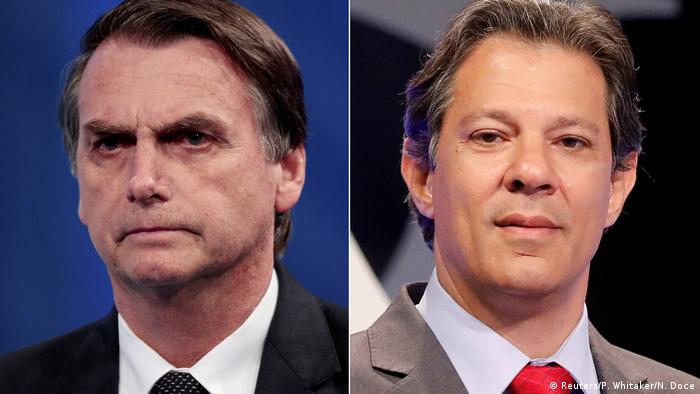 Seçimlerin ikinci turu Jair Bolsonaro (sağda) ve Fernando Haddad arasında geçecek.