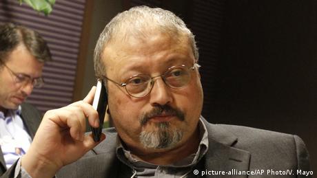 Jamal Khashoggi speaks on his cellphone