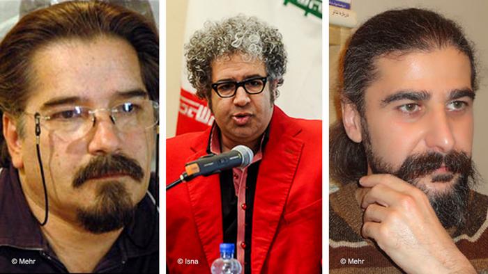 سه عضو کانون نویسندگان که هر یک به شش سال زندان محکوم شده‌اند، از راست: کیوان باژن، بکتاش آبتین، رضا خندان مهابادی