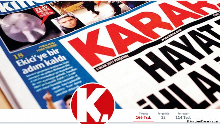 Die Twitterseite der türkischen Zeitung Karar (twitter/KararHaber)