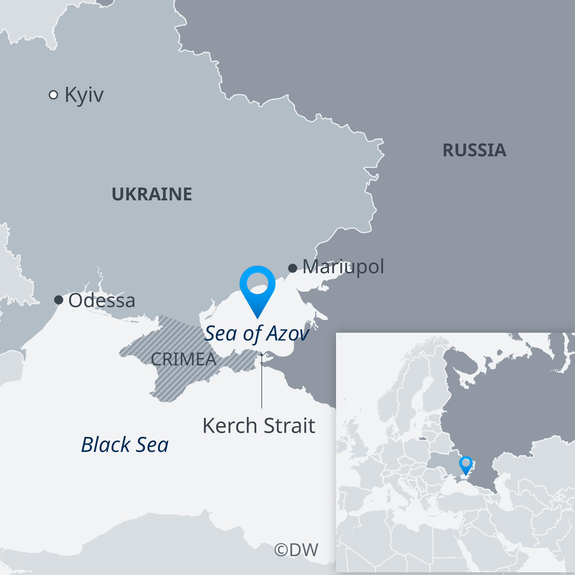 Karte Asowsches Meer Krim Ukraine Russland EN