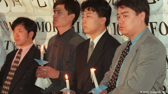 China - Studentenvertreter: Liu Gang, Zhou Fengsuo, Chen Tong und Wuer Kaixi (Getty Images/R. Ellis)